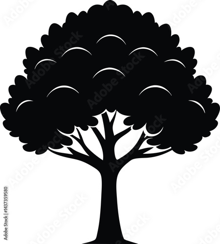 Poplar Tree Isolated Silhouette Vector Art Elegant Forest Element with Natural Landscape Design