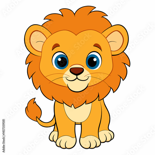 Cute baby lion cartoon isolated on white background



