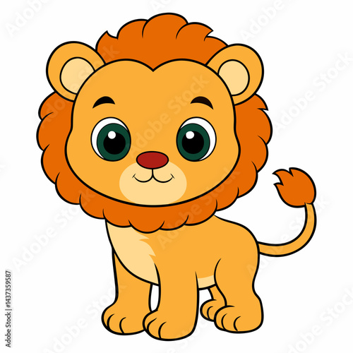 Cute baby lion cartoon isolated on white background



