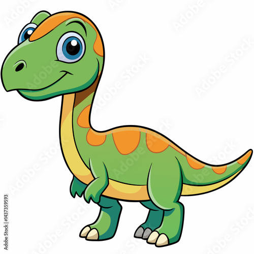 Cute Parasaurolophus Dinosaur Cartoon isolated on white background
