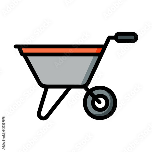 Manual Wheelbarrow Garden Cart Icon Design