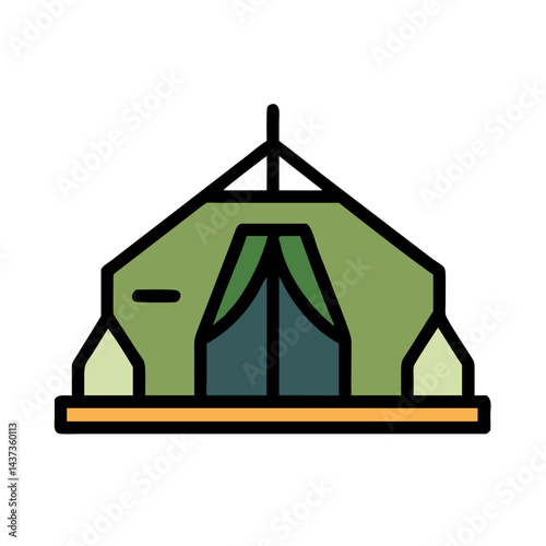 Military Camp Tent Shelter Icon Design