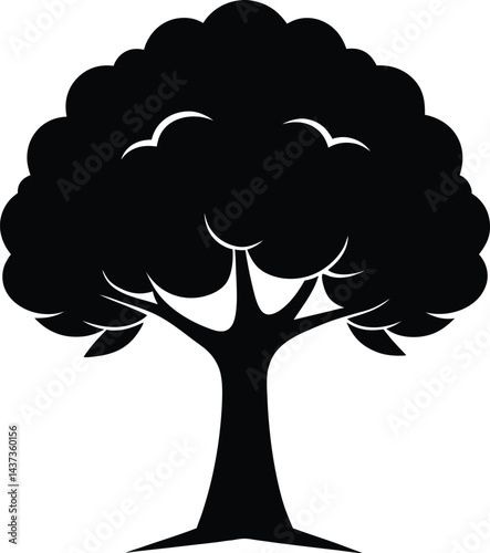 Sycamore Tree Isolated Silhouette Vector Art Elegant Forest Element with Natural Landscape Design