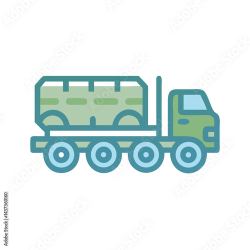 Military Cargo Truck Transport Icon Design