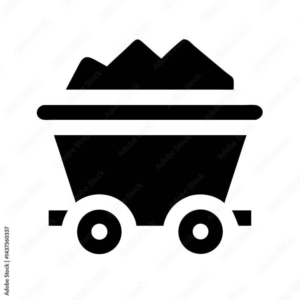 Mining Cart with Rocks Transport Icon Design Mining Cart with Rocks Transport Icon Design