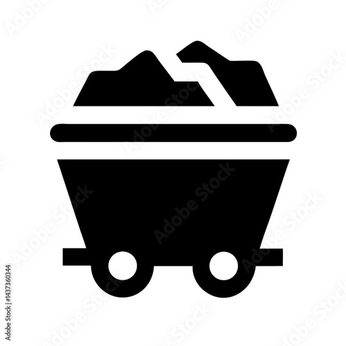 Mining Cart with Rocks Transport Icon Design