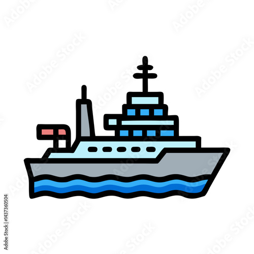 Naval Warship Vessel Military Icon Design