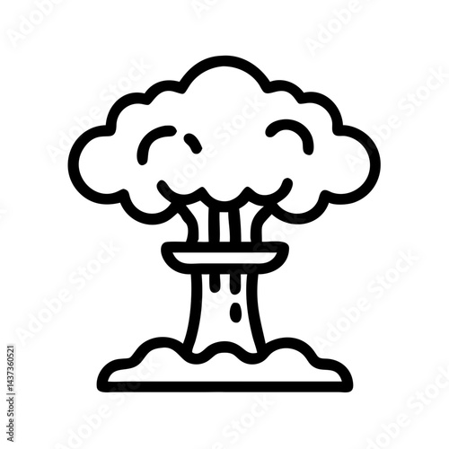 Nuclear Explosion Cloud Blast Icon Design