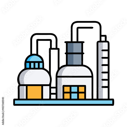 Oil Refinery Plant Industry Icon Design