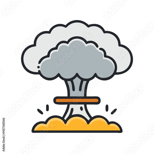 Nuclear Explosion Cloud Blast Icon Design