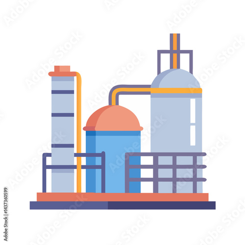 Oil Refinery Plant Industry Icon Design