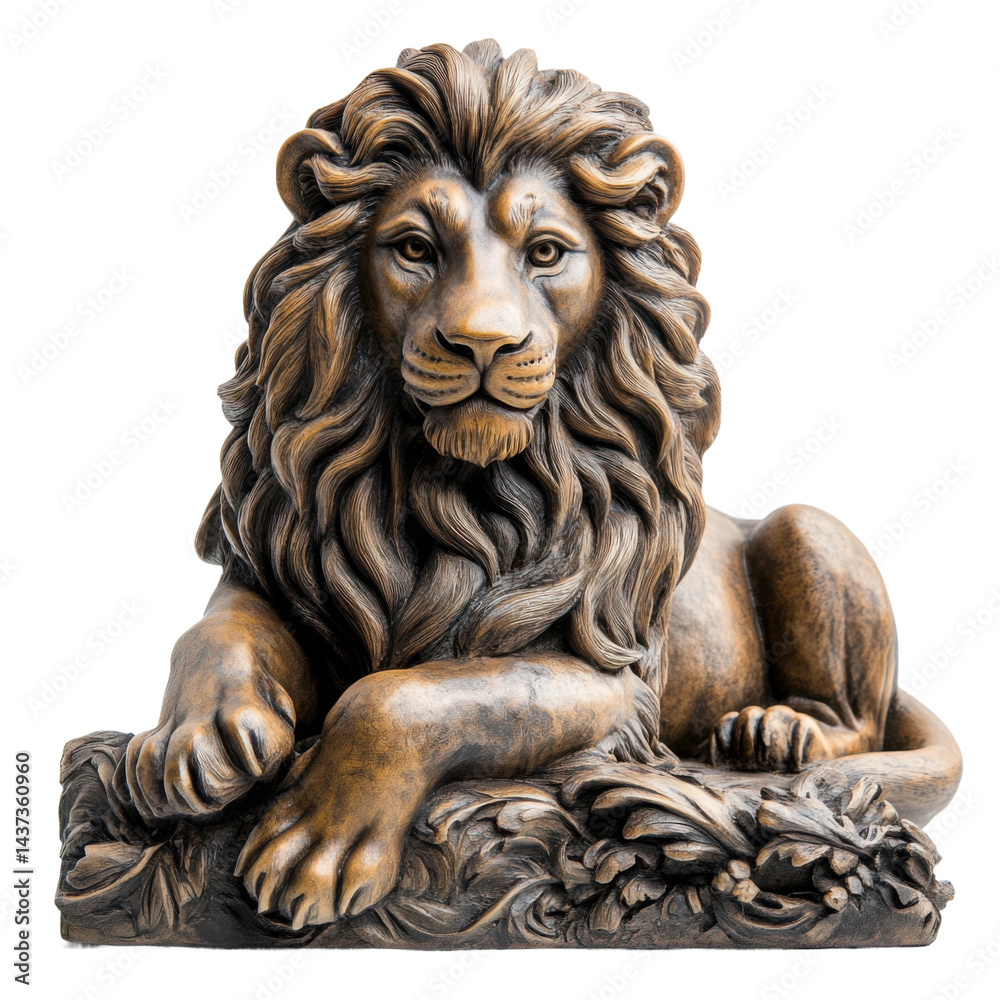 Majestic lion sculpture art gallery 3d artwork indoor close-up. Isolated on transparent background, png. Majestic lion sculpture art gallery 3d artwork indoor close-up. Isolated on transparent background, png.