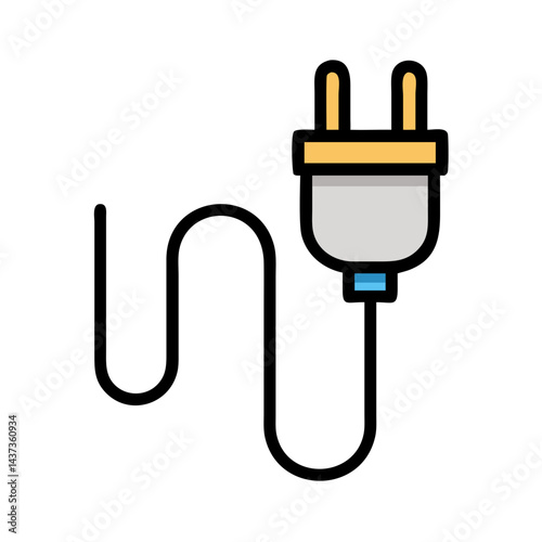 Power Plug with Cable Connection Icon Design