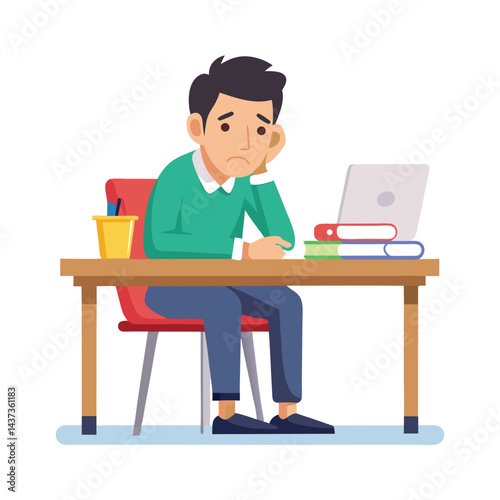 Stressed, tired and overworked male entrepreneur with debt issues at home. Young frustrated caucasian man unhappy about an email on his laptop and feeling sad, depressed and anxious in his house