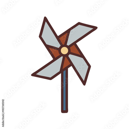 Rustic Windmill Blades Structure Icon Design