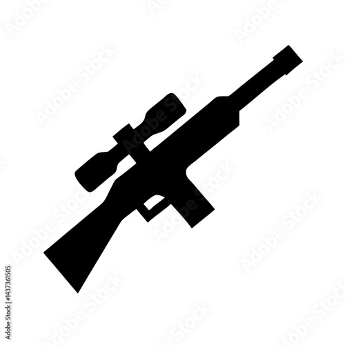 Sniper Rifle Silhouette Weapon Icon Design