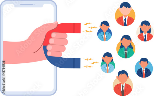 magnet engaging online customer engagement on social media vector illustration