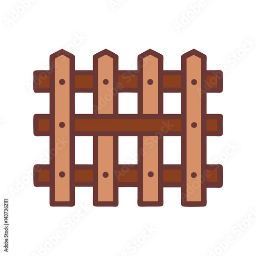 Wooden Fence Panel Structure Icon Design