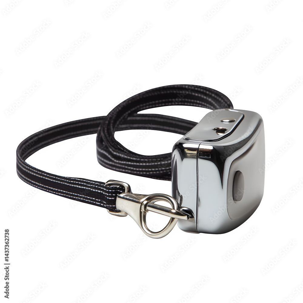 High-tech retractable dog leash isolated on clean white background.