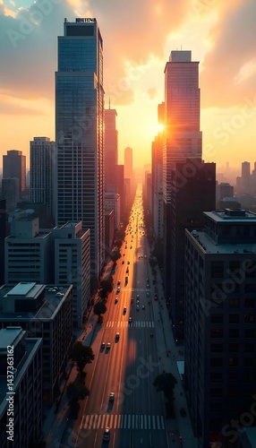 new york city skyline at sunset