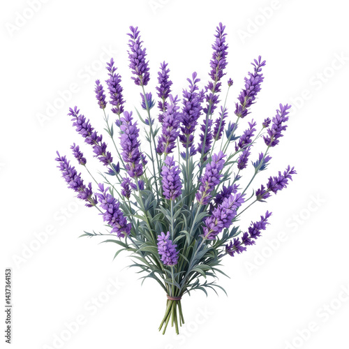 Obraz na płótnie Lavender flower bouquet, purple blossom, green stem, aromatic, fresh, natural, isolated w salonie