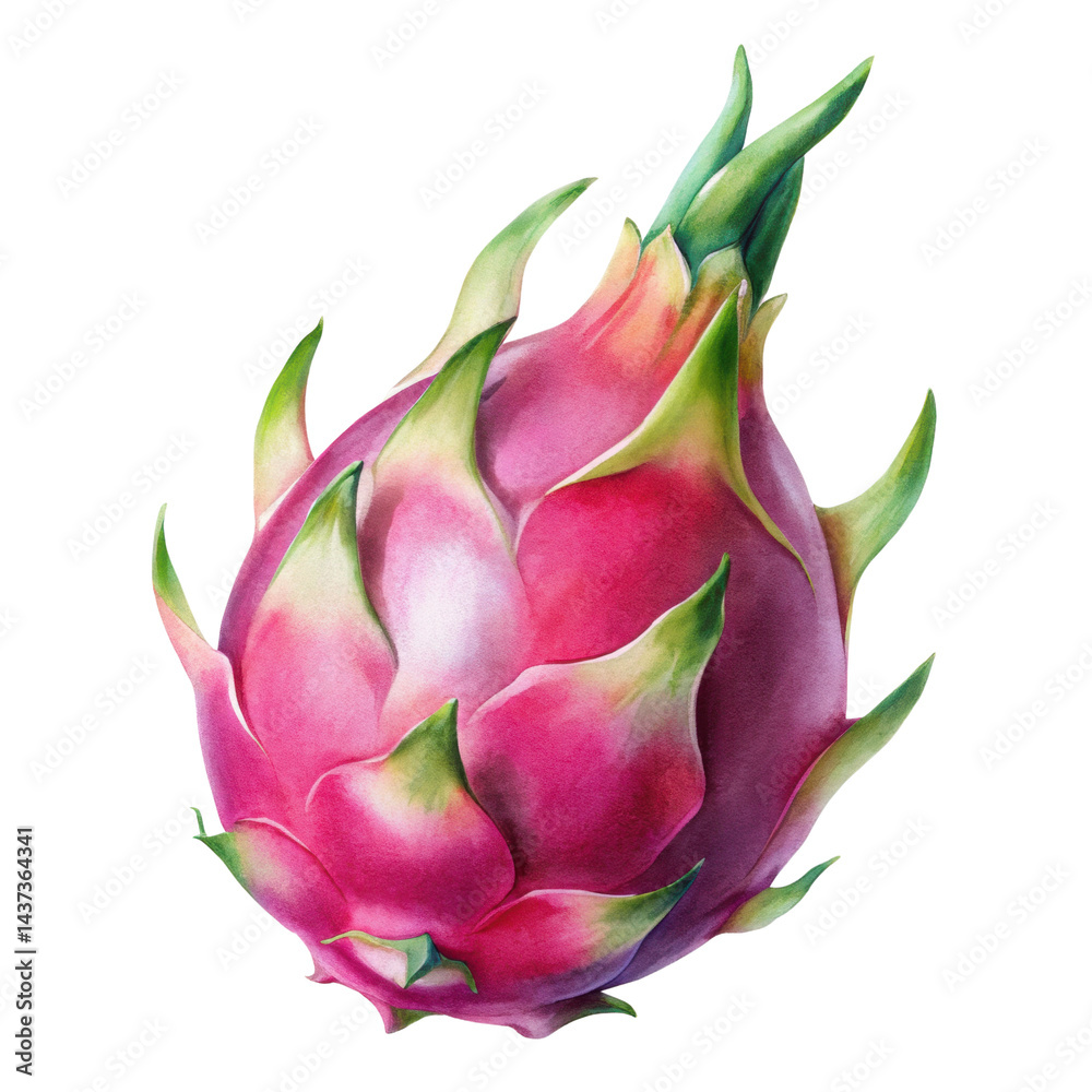 Dragon fruit tropical fruit pink green fresh isolated healthy juicy exotic sweet