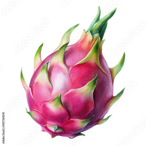 Obraz na płótnie Dragon fruit tropical fruit pink green fresh isolated healthy juicy exotic sweet w salonie