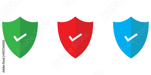 Shield check icons set in black filled and stroke line style, Shield with check and cross mark icon set. Safe and unsafe sign symbol eps 10