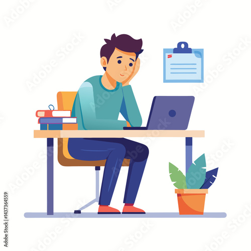 Stressed, tired and overworked male entrepreneur with debt issues at home. Young frustrated caucasian man unhappy about an email on his laptop and feeling sad, depressed and anxious in his house