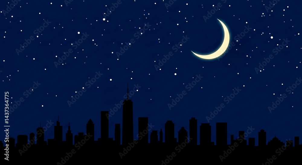 Fototapeta premium Cityscape at night vector background.