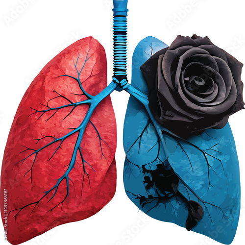 Anti-Smoking Poster: Black Rose Lung Symbolism of unhealthy lung
