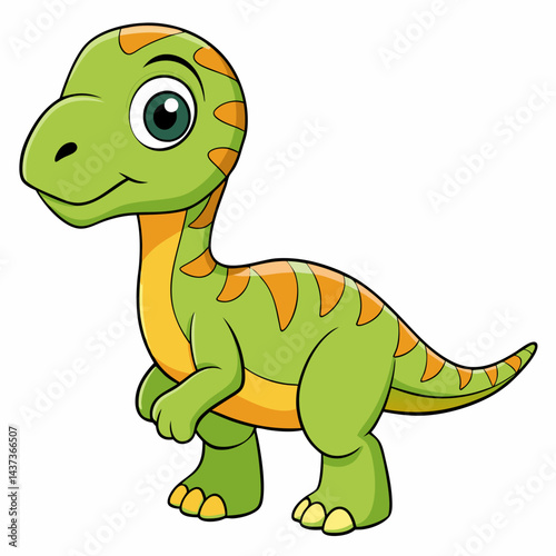 Cute Parasaurolophus Dinosaur Cartoon isolated on white background

