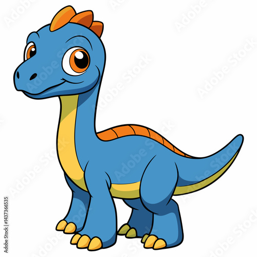 Cute Parasaurolophus Dinosaur Cartoon isolated on white background
