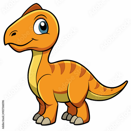 Cute Parasaurolophus Dinosaur Cartoon isolated on white background
