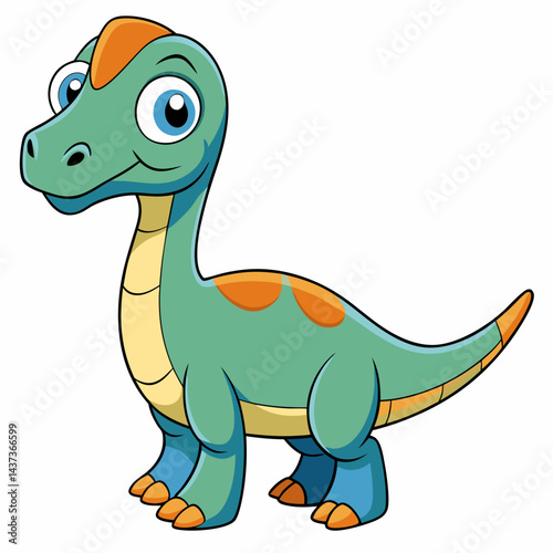 Cute Parasaurolophus Dinosaur Cartoon isolated on white background
