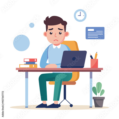 Stressed, tired and overworked male entrepreneur with debt issues at home. Young frustrated caucasian man unhappy about an email on his laptop and feeling sad, depressed and anxious in his house