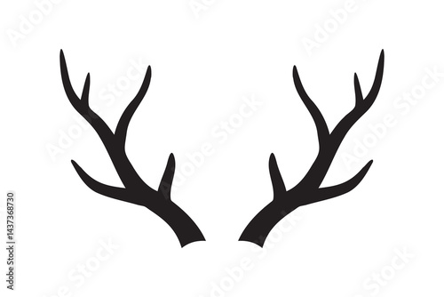 Deer horn silhouette vector illustration icon. Silhouette of reindeer Antler. Etching of buck stag part of skull. 