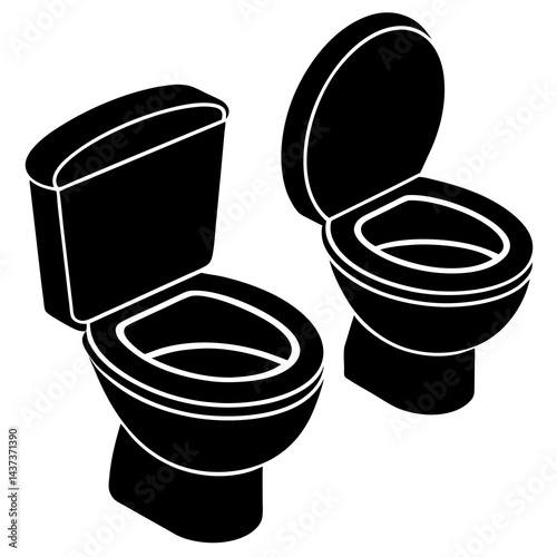 Toilet Bowl Vector Art Illustration