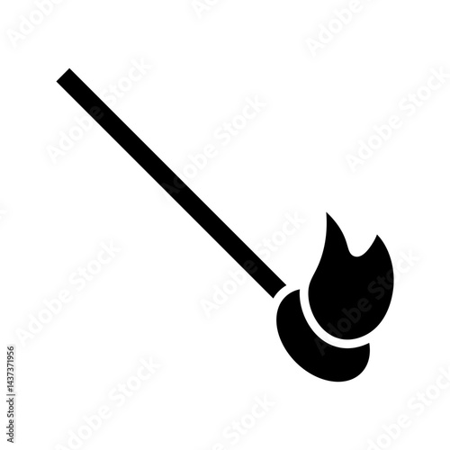 The match is burning. Danger symbol and flammable object. Isolated silhouette background