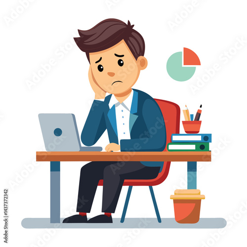 Stressed, tired and overworked male entrepreneur with debt issues at home. Young frustrated caucasian man unhappy about an email on his laptop and feeling sad, depressed and anxious in his house