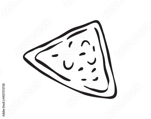 Nachos doodle hand drawn single icon. Nachos drawing line isolated clipart element.
