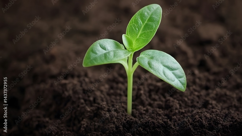 Fototapeta premium Seedling Growing in Rich Soil for Sustainable Future and Nature Conservation