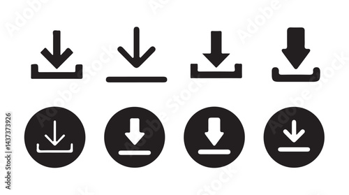 Download button icon set. Arrow download symbols. Save or upload file.download button Collection, Vector illustration eps 10.
