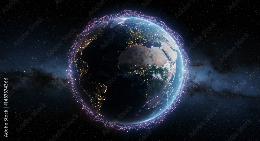 Obraz premium Earth in space, network