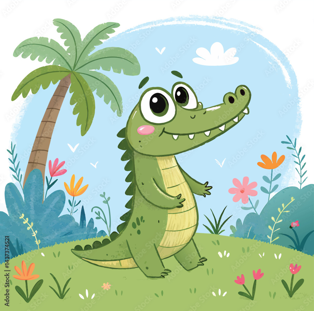 Fototapeta premium a cute cartoon crocodile illustration