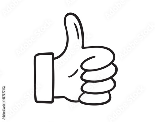  Thumb up hand gesture hand drawn doodle symbol. Drawing line thumb up sketch clipart icon. 