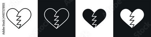Broken heart icon sign and symbol vector design