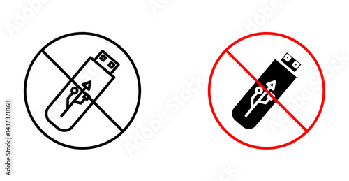 No USB flash drive signs and symbol vector design
