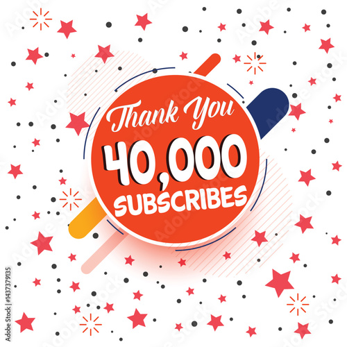 Thank you 40000 subscribers, 40K subscribers complete celebration modern colorful design, social media post