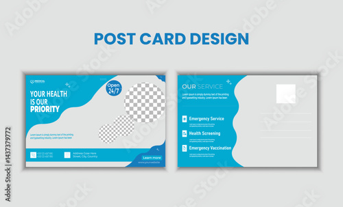 Gradient blue dental clinic postcard
